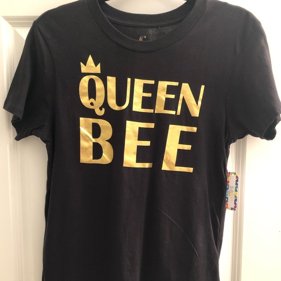 Belle and Bumble Tops - 100% Cotton Queen Bee Gold Foil Tee